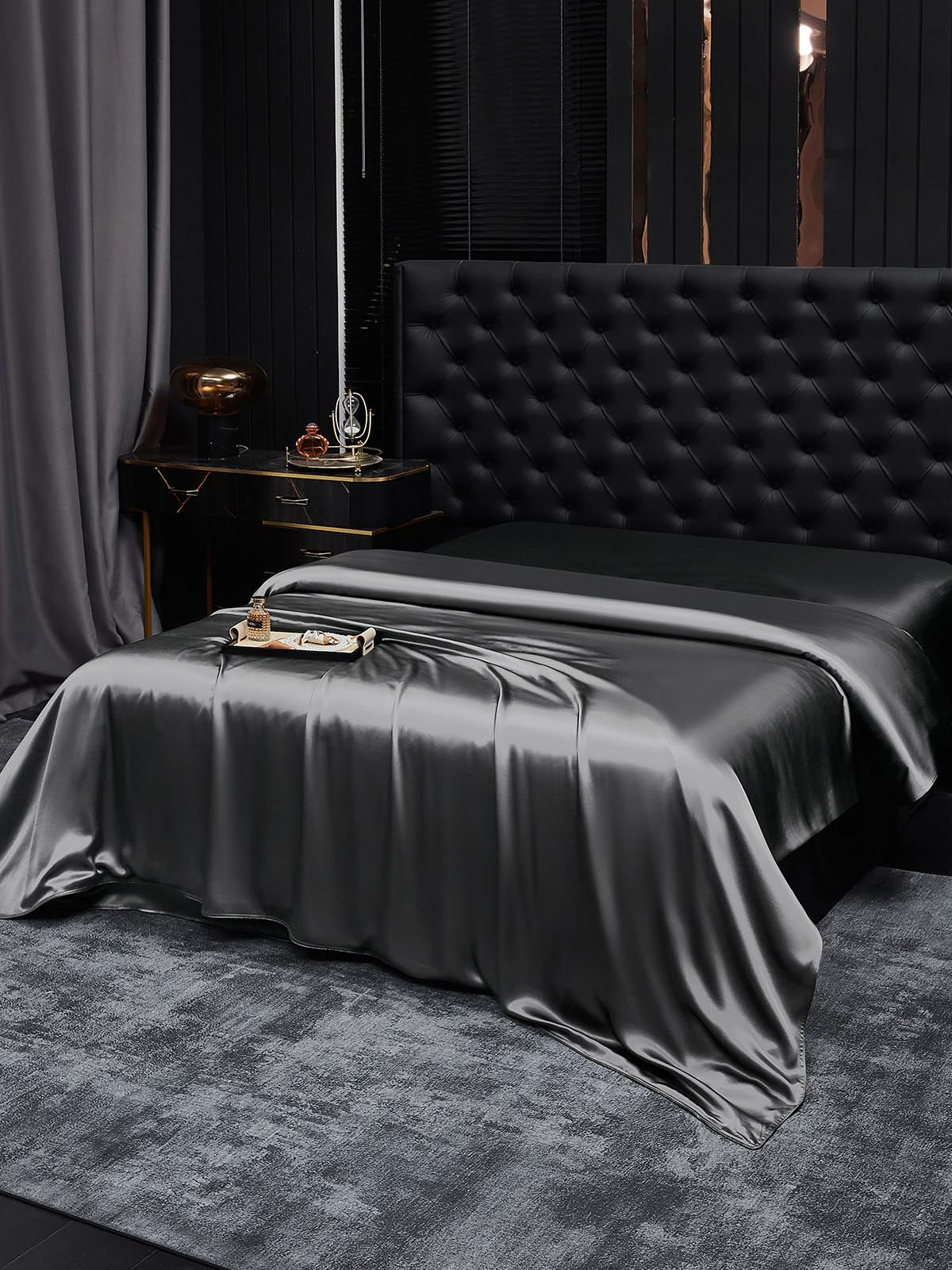 [Dunkelgrau] SilkSilky-DE 19Momme Reine Seide Duvet Cover 001