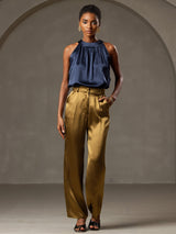 [Dunkelblau] SilkSilky-DE Sleeveless Halter T-Shirt 007