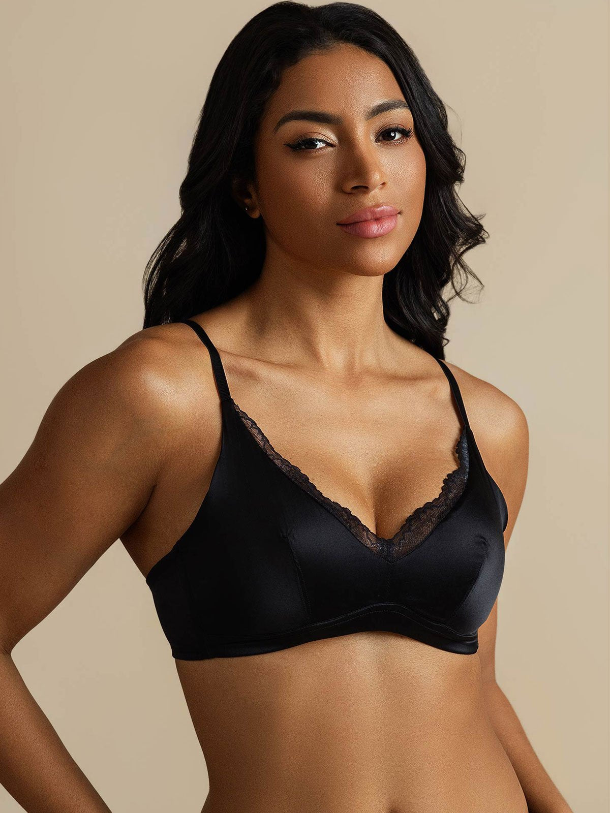 [Schwarz] SilkSilky-DE Reine Seide Bra 008