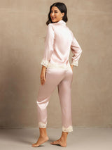 [Rosa] SilkSilky-DE Langärmelig Damen Pyjamas 002