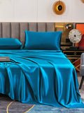 SilkSilky DE 19Momme Reine Seide Bedding Set KönigBlau 004