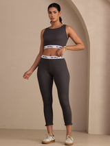 [Grau] SilkSilky-DE Sleeveless Crew Neck Women's Outfit Sets 006