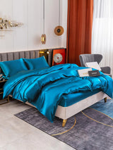 [König Blau] SilkSilky-DE 19Momme Reine Seide Bedding Set 001
