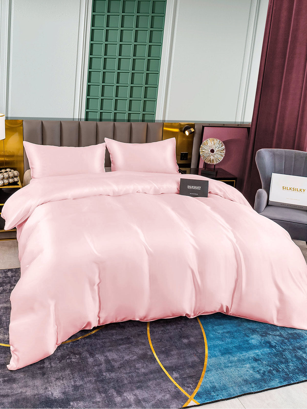 [Rosa] SilkSilky-DE 25Momme Reine Seide Bedding Set 003