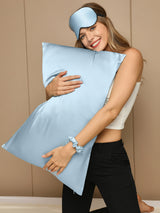 [Hellblau] SilkSilky-DE 19Momme Reine Seide Pillowcase Set 004