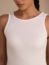 [Weiß] SilkSilky-DE Sleeveless Round Neck Cami Top 006