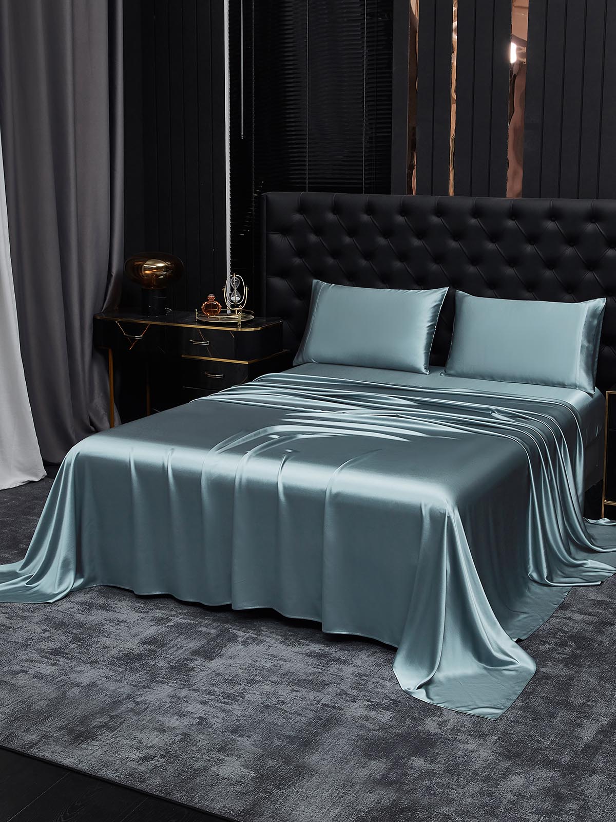 [Graublau] SilkSilky-DE 22Momme Reine Seide Bedding Set 002