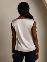 [Hellgrau] SilkSilky-DE Cap Sleeve Round Neck T-Shirt 002