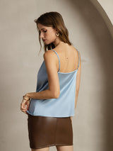 [Graublau] SilkSilky-DE Spaghetti Strap Cowl Neck Cami Top 002
