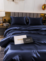 [Dunkelblau] SilkSilky-DE 19Momme Reine Seide Bedding Set 005