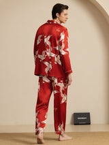 [Rotwein] SilkSilky-DE Long Sleeve Notch-Kragen Herren Pyjamas 002