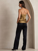 [Kaffee] SilkSilky-DE Spaghetti Strap V Neck Cami Top 005