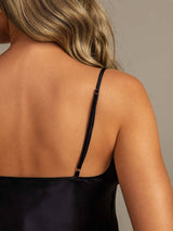 [Schwarz] SilkSilky-DE Sleeveless V Neck Camisole-Set 006