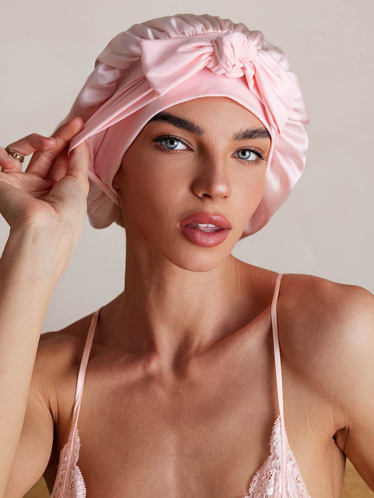 [Schwarz] SilkSilky-DE Reine Seide Sleep Cap 003,