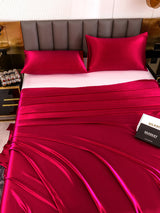 [Rotwein] SilkSilky-DE 19Momme Bettwäsche Sets 004
