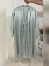 SilkSilky-DE 3/4 Sleeve V Neck Nachthemd&Morgenmantel Set video 001