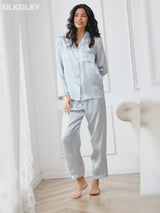 SilkSilky-DE Langärmelig Notch-Kragen Damen Pyjamas video 001