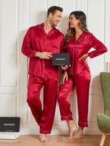 [Rotwein] SilkSilky-DE Reine Seide Langärmelig Couple 001