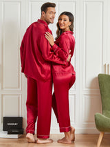 [Rotwein] SilkSilky-DE Reine Seide Langärmelig Couple 002