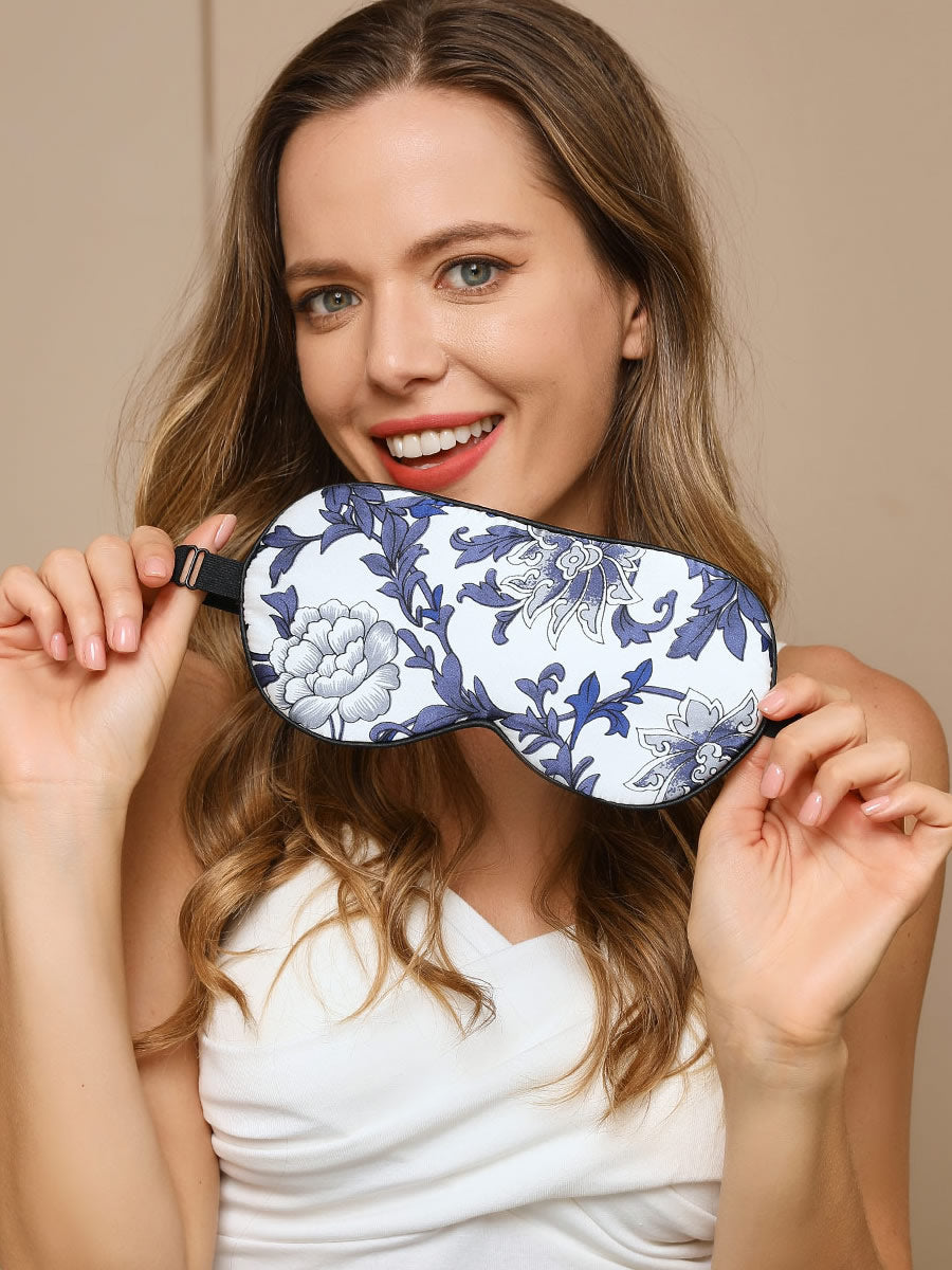 SilkSilky DE 19Momme Reine Seide Eye Mask Blau 002