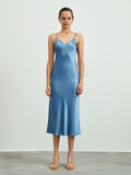 22Momme langes Maxi-Seidenkleid / Nachthemd